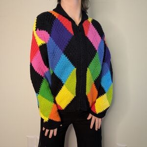 Hand Knit Sweater - "Dopamine Dress" Zip Front Jumper By Marisa Christina